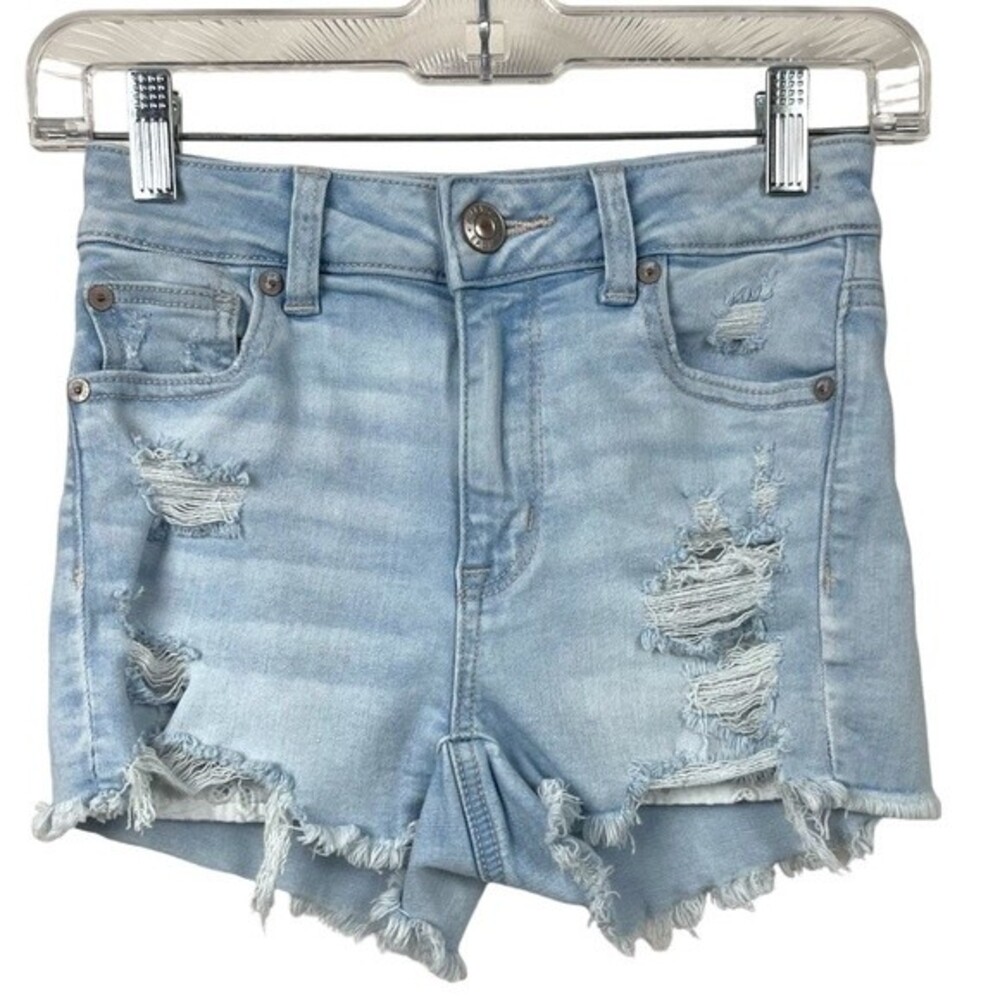 🥑5/$25 American Eagle Hi-Rise Shortie Next Level Stretch Women's 0 Distressed